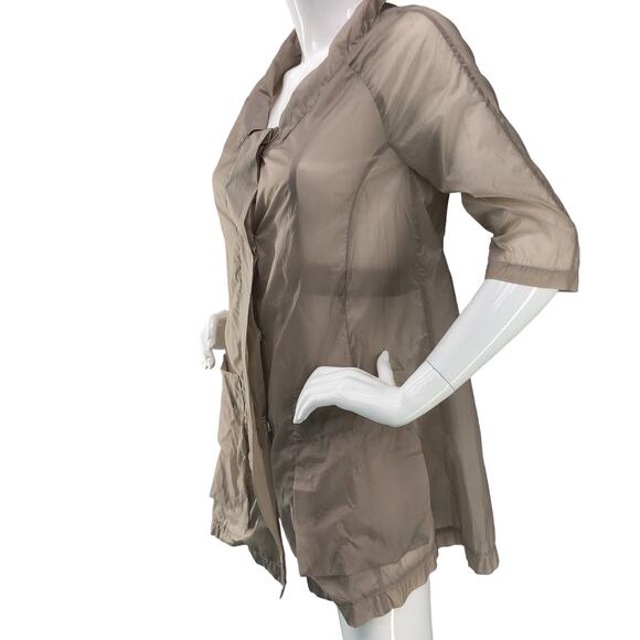12 One Womens Size M Sheer Parachute Jacket Beige Snap Front Art to Wear Piece - Picture 5 of 16